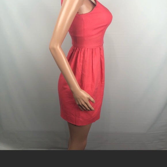 J Crew coral fit and flare dress. Fully lined - Picture 3 of 8